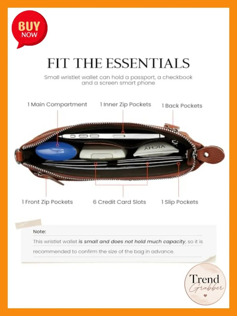 Genuine Leather Wristlet Clutch Wallet with RFID Blocking, Small Crossbody Bag